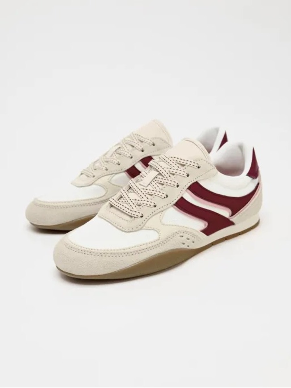 Zara Stylish Beige and Burgundy athletic Sneakers